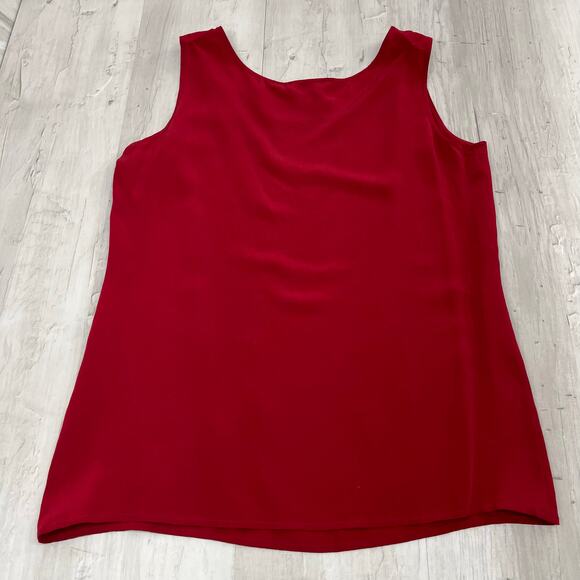 Spenser Jeremy Red Sleeveless Silk Plain Basic Staple Flowy Tank Top Blouse - Picture 2 of 7
